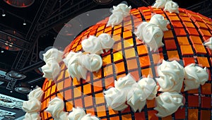 Orange Sphere with White Dollops