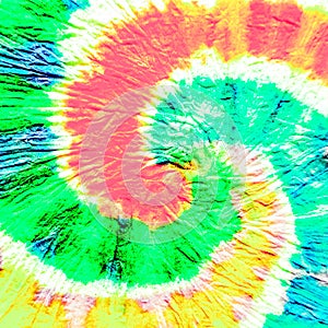 Orange Spiral Shibori Pattern. Rainbow Swirl Watercolor Painting. Indigo Ink Splash Paint. Coral Grungy Paint. Violet Tie Dye Swir