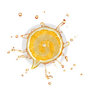 Orange with splash in shape of dialog box