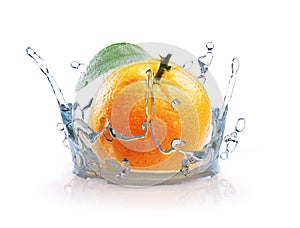 orange splash water isolated on a white background, 3d rendering