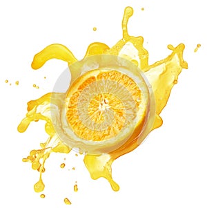 Orange splashing in liquid