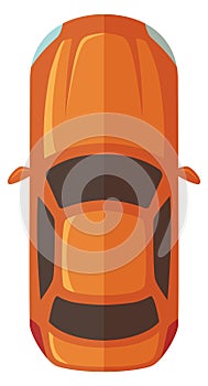 Orange sport car icon. Auto top view