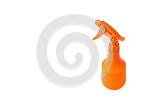 Orange spray bottle isolated on a white background