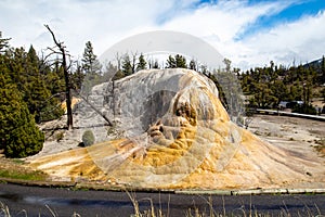Orange spring mound, Mammoth Hot Springs at Yellowstone National Park, Wyoming