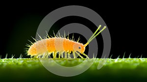 A Orange Springtail on Leaf