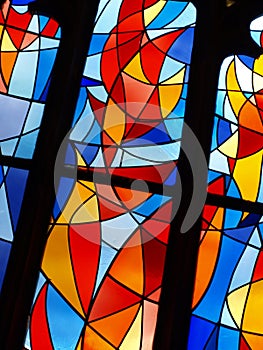 Orange stained-glass windows