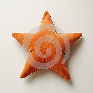 Orange Star Velvet Cushion: Soft Sculpture Inspired By Tsuchiya Koitsu And Loretta Lux