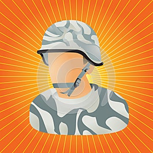 Orange starburst military soldier