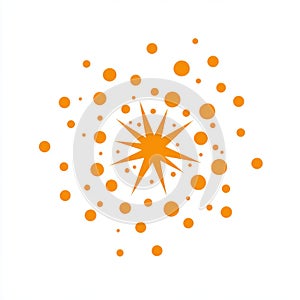 Orange Starburst Sparkle Pattern On White Background Abstract Geometric Shape