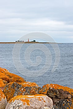 Orange stones on the coastline of Gotland, Sweden