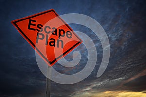 Orange storm road sign of Escape Plan