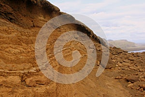 Orange stratum in Iceland photo