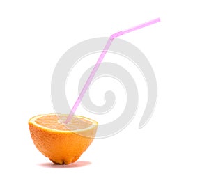 Orange with straw