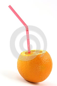 Orange with straw