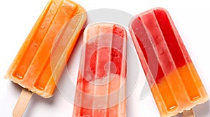 Orange and strawberry ice pops. Generative ai design concept