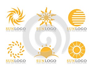 Orange Sun logo vector art set design