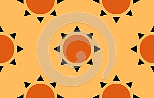 Orange sun pattern for fabric, carpet, curtains, wallpaper, clothes, bed sheets.