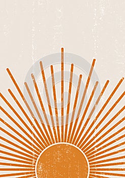 Orange Sun print boho minimalist printable wall art photo