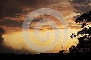 An orange sunset caused by bushfire smoke in The Blue Mountains