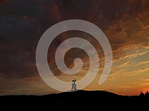 Orange sunset with clouds