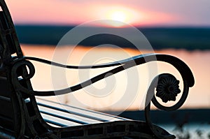 Orange sunset in an old park