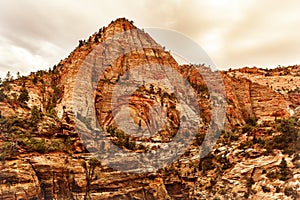 Orange Sunset over Mountain at Zion, USA