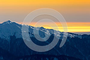 Orange sunset over mountains