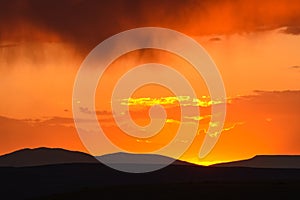 Orange Sunset In Sandwash Basin, Colorado