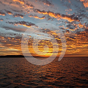 Orange Sunset Seascape, Lake Macquarie.