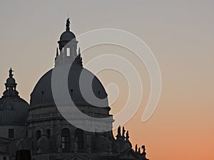 Orange sunset in Venice's basilica