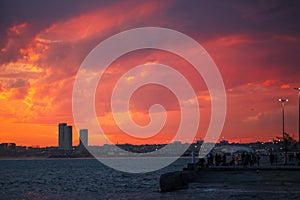 Orange sunset at Yenikapi district Istanbul, Tukey photo