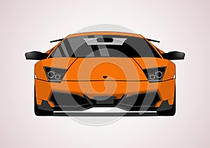 Orange supercar, front view. photo