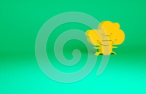 Orange System bug on a cloud icon isolated on green background. Cloud computing design concept. Digital network