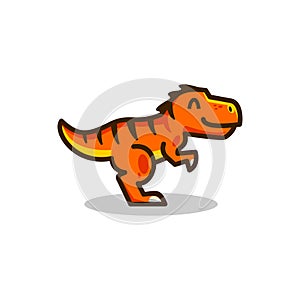 Orange t-rex mascot logo, smile tyrannosaurus or raptor,