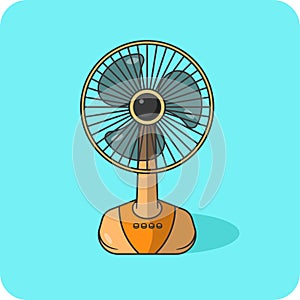 Electric Fan has 3 blades. Allows air to circulate, expel hot air, eliminating mus, vector design and isolated background. photo