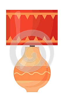 Orange table lamp. Glass work illuminator with red shade for lights, vector illustration