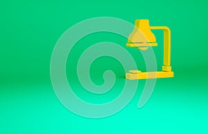 Orange Table lamp icon isolated on green background. Table office lamp. Minimalism concept. 3d illustration 3D render