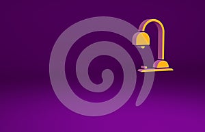 Orange Table lamp icon isolated on purple background. Minimalism concept. 3d illustration 3D render