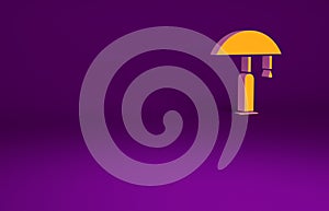 Orange Table lamp icon isolated on purple background. Minimalism concept. 3d illustration 3D render