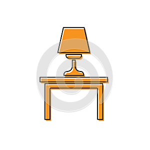 Orange Table lamp on table icon isolated on white background. Vector