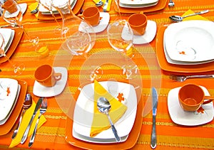 Orange table setting