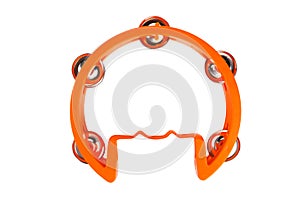 Orange tambourine. On a white background, isolated