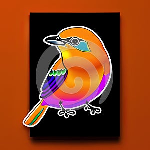 Orange Tanager (Orange-Headed Tanager) Animal Style Print Design Logo. Generative AI.