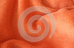 Orange terry towel close-up