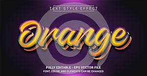 Orange Text Style Effect. Editable Graphic Text Template