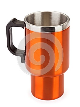 Orange thermos mug