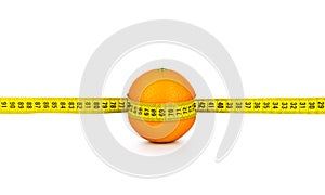 Orange tightened measuring tape