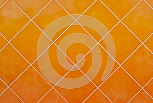 Orange Tile glossy mosaic Earthenware material background