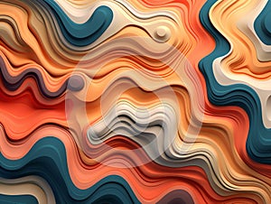 Orange and tilt colors wavy multilayered texture abstract expressive art background photo