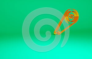 Orange Timing belt kit icon isolated on green background. Minimalism concept. 3d illustration 3D render